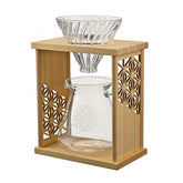 【HARIO】麻葉紋手沖咖啡架組(黑色/原木)